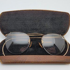 Gaspari 1/10 12k GF D Arcway Ful-Vue Vintage Semi Rimless Eyeglasses w/ Case